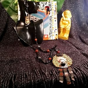 Bohemian leopard print fabric necklace earrings set